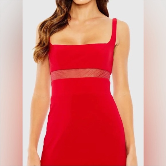 NWT Ieena Mac Duggal red mesh gown 11698 - Picture 2 of 9